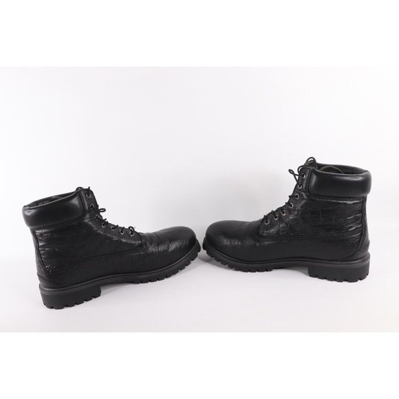 Vintage Pelle Pelle Streetwear Mens 13 Alligator Print Leather Boots Shoes Black main image 4